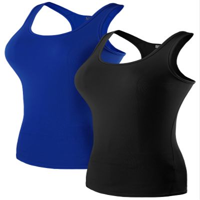 Women's Racerback Tank Tops Athletic Base Layer Sleeveless Workout Yoga Undershirts Tops Black