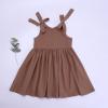 AIMAOMI Toddler Baby Girl Tutu Tulle Dress Cotton Linen Ruffle Back Bowknot Princess Party Dresses (Coffee, 6-12 Months) view 2