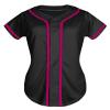 QTWW INC Womens Baseball Jersey Button Down Softball Jersey Short Sleeve Tee Hip Hop Shirt Active Team Sports Uniforms Black&Pink S view 1