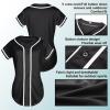 QTWW INC Womens Baseball Jersey Button Down Softball Jersey Short Sleeve Tee Hip Hop Shirt Active Team Sports Uniforms Black&Pink S view 4