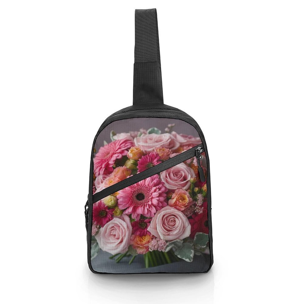 BTCOWZRV Sling Bag for Women Men Crossbody Sling Backpack Flowers Bouquet Chest Bags Shoulder Backpack Travel Hiking Daypack