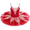 AFAVOM Dance Leotards for Women Girls Ballerina Swan Lake Costumes Adult Ballet Dance Dress Hard Platter Tutu Camisole Skirt Leotard Rhinestone Embroidery Tutu Dress for Performance Dancewear Red S view 1