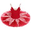 AFAVOM Dance Leotards for Women Girls Ballerina Swan Lake Costumes Adult Ballet Dance Dress Hard Platter Tutu Camisole Skirt Leotard Rhinestone Embroidery Tutu Dress for Performance Dancewear Red S view 2