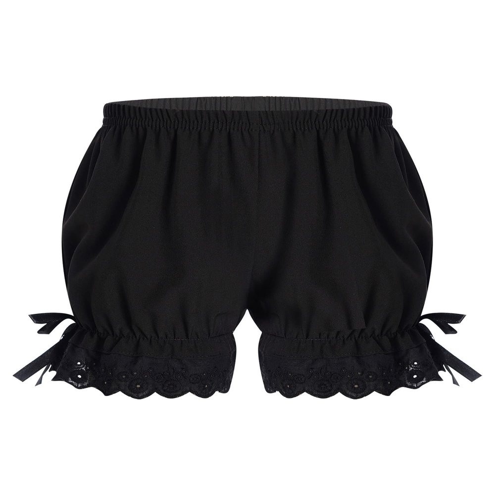 Hularka Kids Girls Dance Shorts Ruffle Lace Bowknot Pumpkin Bloomers Security Short Panties Undershorts Underwear Black 7-8 Years