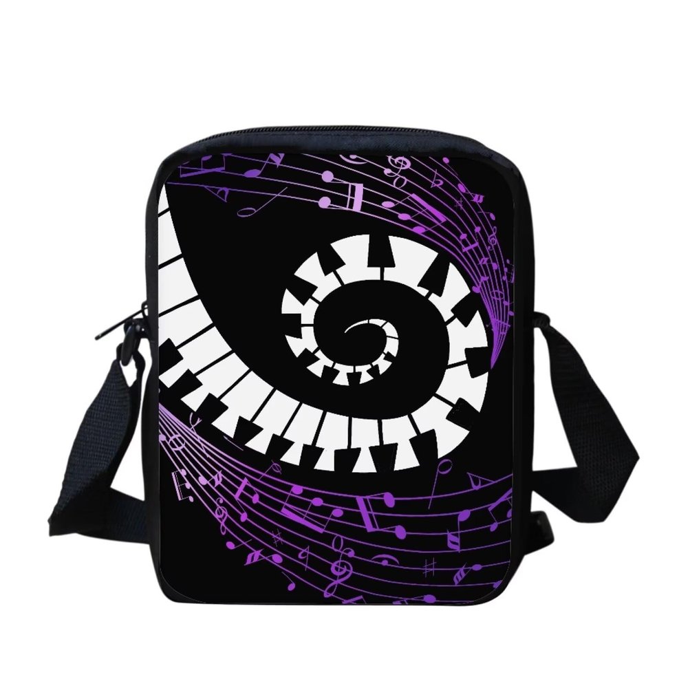 HUGS IDEA Small Messenger Bag for Women Girls Gifts Piano Keys Music Notes Print Lightweight Crossbody Shoulder Bag Travel Cell Phone Purses Handbag