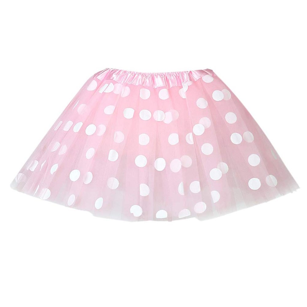 NineFit Basics Toddler Baby Girls Polka Dot Tulle Skirt for Kids Princess Performance Skirt Tutus for Girls Summer (Pink, One Size)