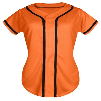 QTWW INC Womens Baseball Jersey Button Down Softball Jersey Short Sleeve Tee Hip Hop Shirt Active Team Sports Uniforms Orange XXL
