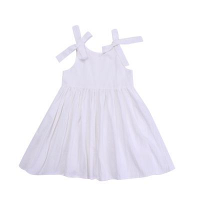 AIMAOMI Toddler Baby Girl Tutu Tulle Dress Cotton Linen Ruffle Back Bowknot Princess Party Dresses (Beige, 6-12 Months)