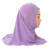 JIAHG Muslim Jersey Hijab with Rhinestones Islamic Prayer Turban Head Cover Wrap Scarf Shawls for Little Girls Aged 2-7Y view 2