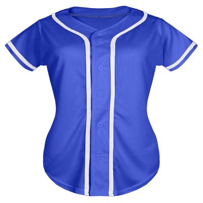 QTWW INC Womens Baseball Jersey Button Down Softball Jersey Short Sleeve Tee Hip Hop Shirt Active Team Sports Uniforms Blue XL