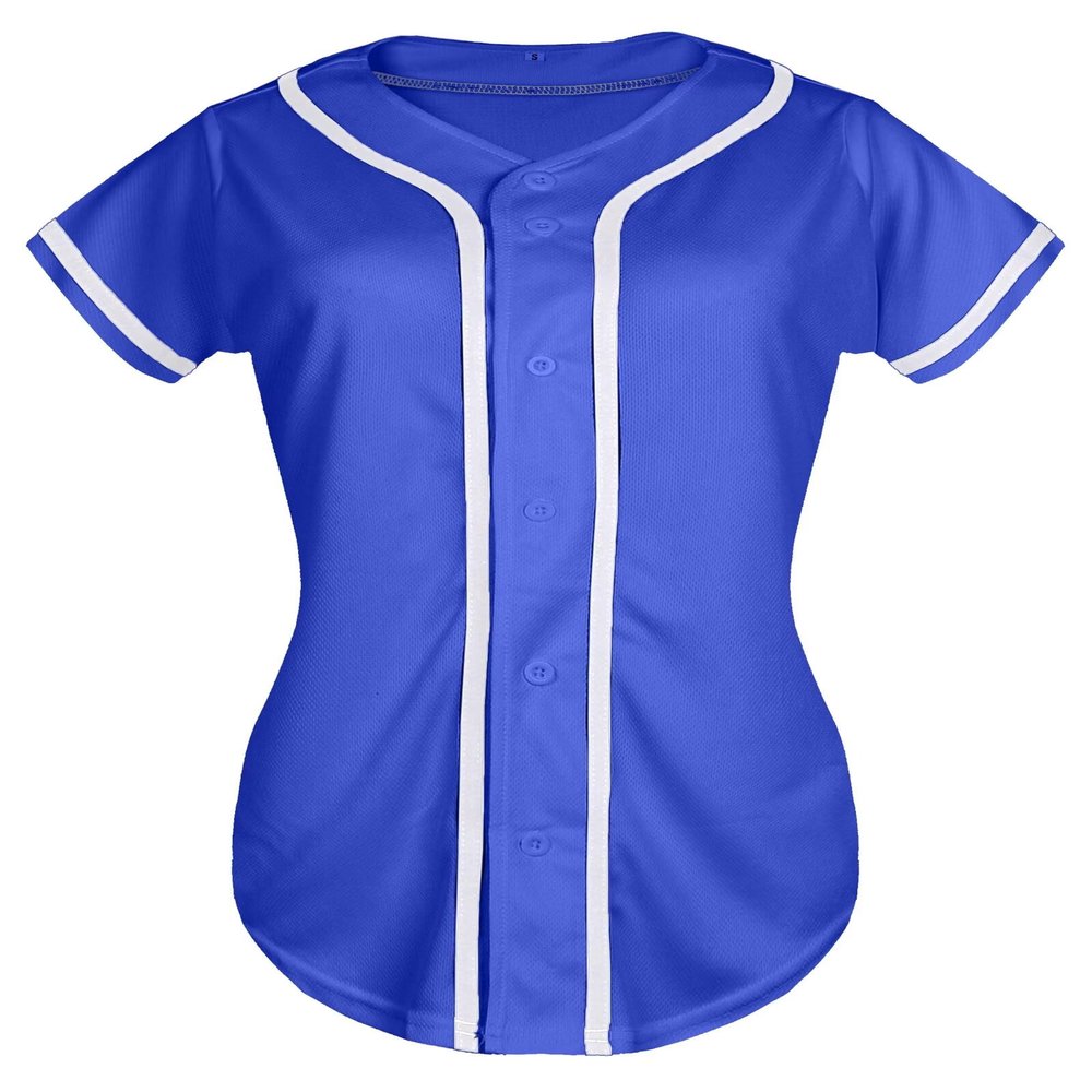 QTWW INC Womens Baseball Jersey Button Down Softball Jersey Short Sleeve Tee Hip Hop Shirt Active Team Sports Uniforms Blue XL