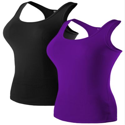 Women's Racerback Tank Tops Athletic Base Layer Sleeveless Workout Yoga Undershirts Tops Black