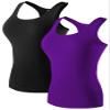 Women's Racerback Tank Tops Athletic Base Layer Sleeveless Workout Yoga Undershirts Tops Black view 1