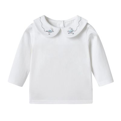 Toddler Kids Girls Boys Basic Peter Pan Collar Tee Shirt T-Shirts Tops Bottom Long Sleeve Solid Blouse