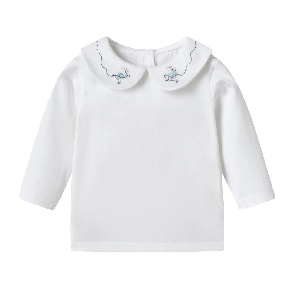 Toddler Kids Girls Boys Basic Peter Pan Collar Tee Shirt T-Shirts Tops Bottom Long Sleeve Solid Blouse