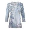 3/4 Sleeve T Shirts for Women Plus Size Casual Print Cute Summer Tops Round Neck Shirts Loose Three Quarter Sleeve Floral Blouses Fashion Tunic Tops Business Outfits S-5Xl Plus Size Tops for Women view 3