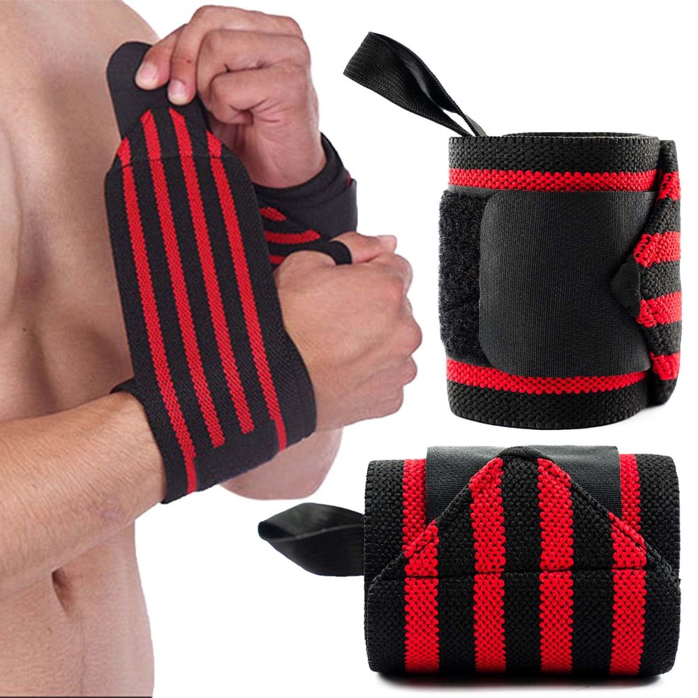 GYM4WARD Wrist Guards for Athletic Wrist Support Wraps for Exercise, Weightlifting, CrossFit, Yoga, Running, Swimming and Biking, Red