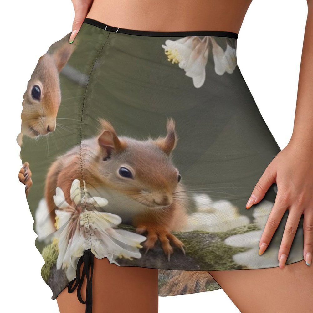 NTVOWPZO Beach Sarong Squirrels Women's Swimsuit Wrap Cover Up Sheer Chiffon Summer Bikini Wraps Skirt