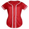 Womens Baseball Jersey Button Down Softball Jersey Short Sleeve Tee Hip Hop Shirt Active Team Sports Uniforms Red L view 1