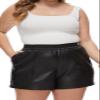 Fahsyee Plus Size Black Shorts - Faux Elastic High Waisted Leather Short for Women PU Pleather Casual with Pockets 3X view 1