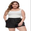 Fahsyee Plus Size Black Shorts - Faux Elastic High Waisted Leather Short for Women PU Pleather Casual with Pockets 3X view 3