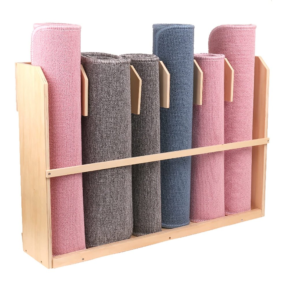 CUTPOIY Large Capacity Yoga Mat Holder Box, Wood Floor Stand Multifunctional Sports Accessaries Rack Shelf, Yoga Studios Storage Organizer (Hold 6 Mats)
