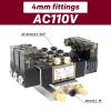 4V120-06 DC24V 12V AC220V AC110V 2 Positions 5 Way Quadruple Solenoid Valve Aluminum Base Fitting Mufflers Set 3 4 5 6 Stations 1Pcs (Color : AC110V 4mm fittings, Size : 3 Stations) view 2
