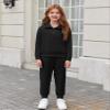 Arshiner Teen Girl Clothes Long Sleeve Half Zip Sweatsuits Black Sweatshirt and Sweatpants Lounge Set Black 12-13Y view 2