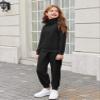 Arshiner Teen Girl Clothes Long Sleeve Half Zip Sweatsuits Black Sweatshirt and Sweatpants Lounge Set Black 12-13Y view 3