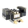 4V120-06 DC24V 12V AC220V AC110V 2 Positions 5 Way Quadruple Solenoid Valve Aluminum Base Fitting Mufflers Set 3 4 5 6 Stations 1Pcs (Color : AC110V 8mm fittings, Size : 7 Stations) view 1