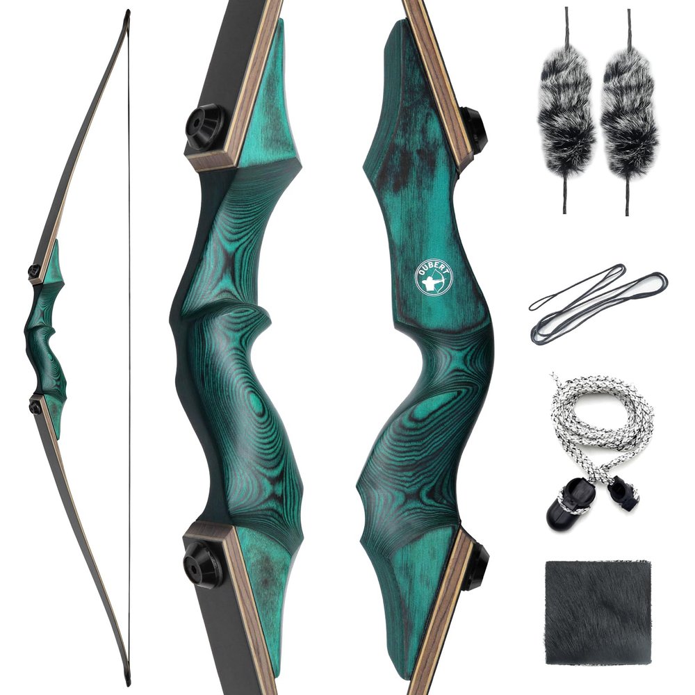 oubert 60 Inch Takedown Longbow 20-60lbs Hunting Bow for Right Hand Shooter Wooden Riser Archery Bow Set with Stringer Tool for Outdoor Target Practice (40LBS)