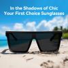 Dollger Square Oversized Sunglasses for Women Men Fashion Flat Top Big Frame Shades Matte Black view 2