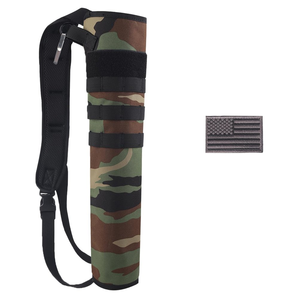 KRATARC Archery Lightweight Back Arrow Quiver Dual Use Foldable Compact Hip Arrows Bag with Molle System Hanged for Target Shooting (Woodland - Diameter 4'')