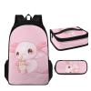 Wiryuouvt Cartoon Axolotl Kids' Backpacks & Lunch Boxes School Bag Big Capacity with Pencil Bag Kids Backpack Laptop Backpack Comfortable Backpacks for High School Students view 1