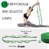 Stretching Strap Yoga Strap with Loops, Stretch Straps for Physical Therapy, Non-Elastic Exercise Strap for Pilates, Dance and Gymnastics with Workout Guide (Dark Green) view 2