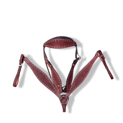 COLTORO SADDLE Leather Headstall and Breast Plate Set Hand Tooling Floral with Stainless Steel Hardware
