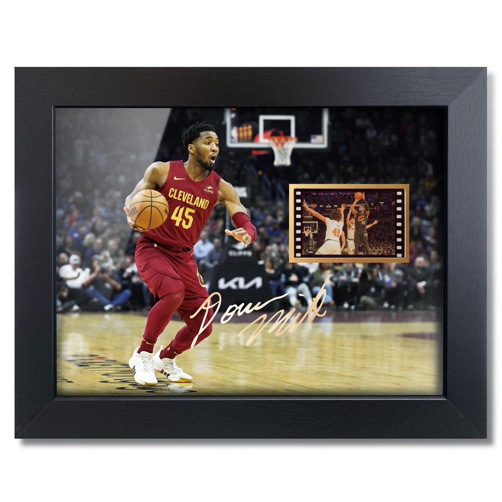 sufenvera Print Signed Donovan Mitchell Poster Framed Photo with Mini Film Display,Amazing Basketball Collectibles Gifts for Birthday Christmas 8x6 Inches