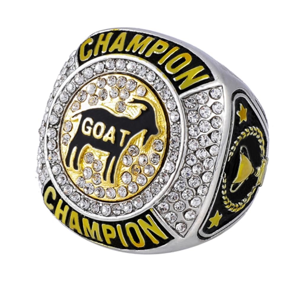 guancrown Goat Championship Rings Award Trophy Medal Greatest of All Time Gift for Tournament or League Champion Winner (just Ring, Size 14)