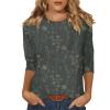 3/4 Sleeve T Shirts for Women Printed Crewneck Cute Summer Tops 2025 Shirts Elegant Floral Blouses Spring Long Tunics or Tops to Wear with Leggings S-3Xl 3/4 Sleeve Tops for Women Light Gray view 1