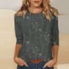 3/4 Sleeve T Shirts for Women Printed Crewneck Cute Summer Tops 2025 Shirts Elegant Floral Blouses Spring Long Tunics or Tops to Wear with Leggings S-3Xl 3/4 Sleeve Tops for Women Light Gray view 2