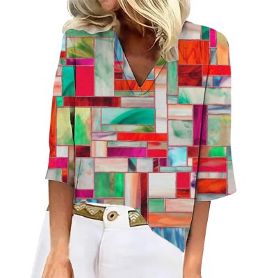3/4 Sleeve Shirts for Women Blouses & Button-Down Shirts Green Blouse Dressy Womens Tops Womens Shirt 3/4 Sleeve(Red,3X-Large)