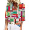 3/4 Sleeve Shirts for Women Blouses & Button-Down Shirts Green Blouse Dressy Womens Tops Womens Shirt 3/4 Sleeve(Red,3X-Large) view 1