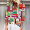 3/4 Sleeve Shirts for Women Blouses & Button-Down Shirts Green Blouse Dressy Womens Tops Womens Shirt 3/4 Sleeve(Red,3X-Large) view 2