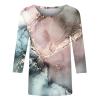 3/4 Sleeve T Shirts for Women Crew Neck Printed Casual Tops 2025 Cute Summer Shirts Three Quarter Sleeve Floral Spring Blouses Fashion Tunic Tops Business Outfits S-3Xl 3/4 Sleeve Tops for Women Pink view 4