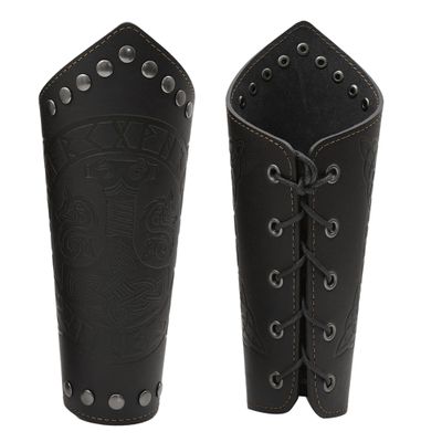 Medieval Bracers Leather Armguard Viking Leather Vambrace for LARP Ren Faire Renaissance Fantasy Costume