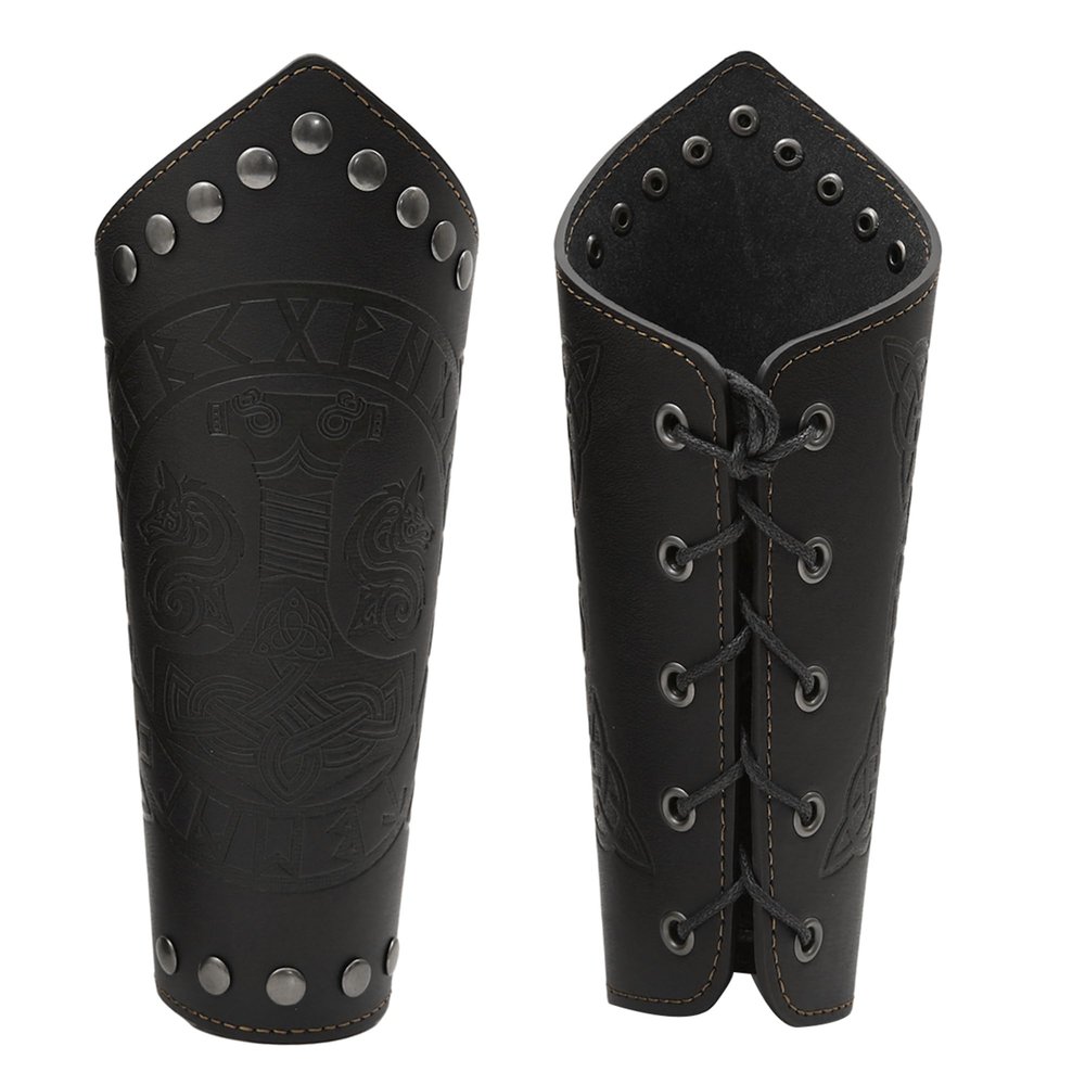 Medieval Bracers Leather Armguard Viking Leather Vambrace for LARP Ren Faire Renaissance Fantasy Costume