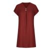 2026 Women 2026 Casual Mini Dresses Rolled Up Short Sleeve V Neck Shift Dress Summer Elegant Textured Dresses Loose Tunic Dress Robe Demoiselle D'Honneur Femme view 3