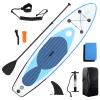 Makamsui Inflatable Stand Up Paddle Board with Accessories, Paddleboard, Single Layer PVC Paddle Board with Carry Bag, Hand Pump, Retractable Propeller, Removable Fin for Adults & Youth Blue