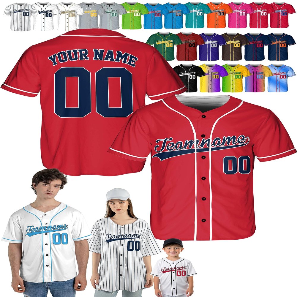 Custom Baseball Jerseys - Personalized Baseball Shirts for Men, Women, Boys, and Girls - Customized Team Uniforms for Sports Fans, Teams, Events, Gifts - Add Your Name, Number, Logo