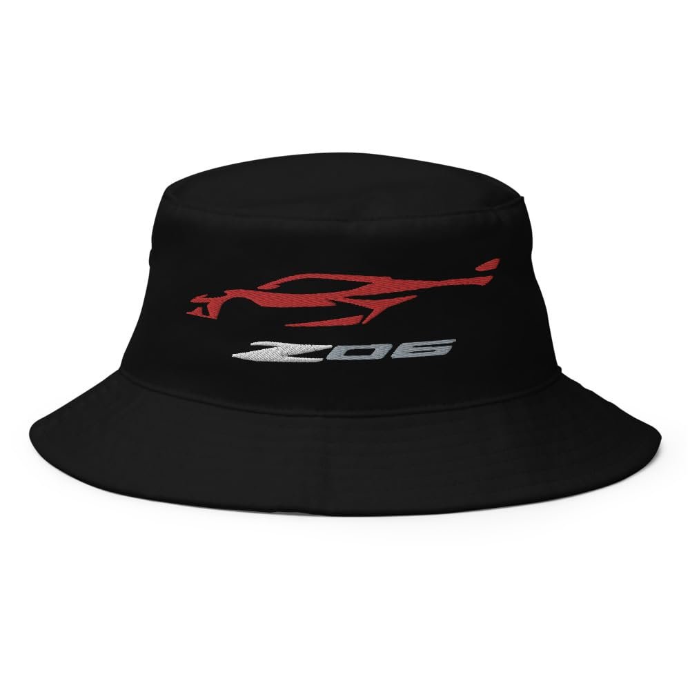 2024 2025 Sports Car Z06 C8 Torch Red Corvette Silhouette 8th Gen Corvette Owners Custom Embroidered Bucket Hat